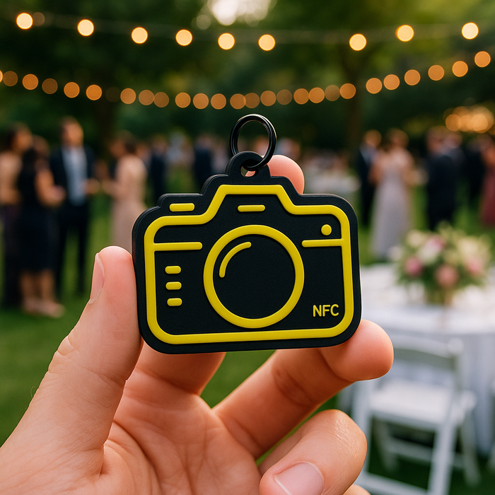 Set de 3- Llaveros de cámara fotográfica con chip NFC